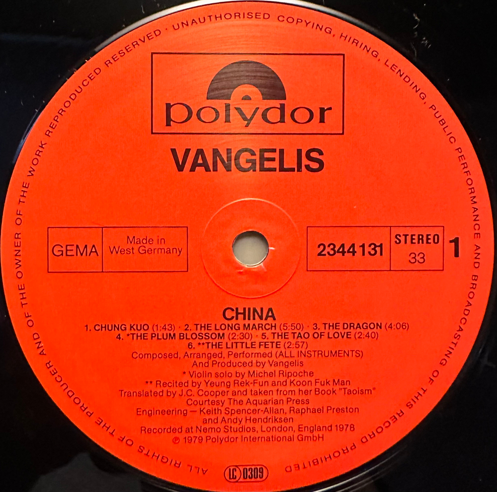 Vangelis - China (Германия 1979г.)