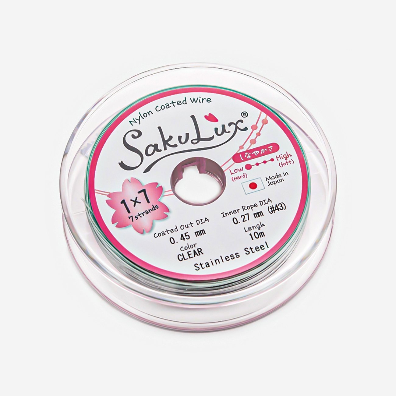 Японский ювелирный тросик SakuLux 7 диаметр 0,45мм, цвет "Сталь"
