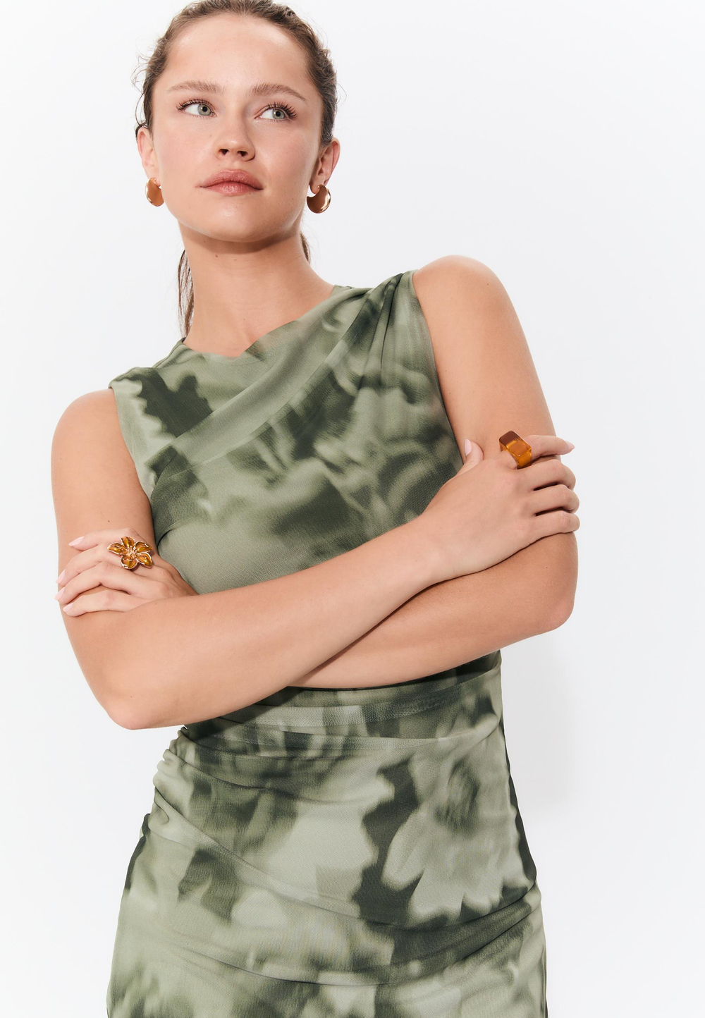 STRADIVARIUS Набор из 2 контрастных колец, горчичный