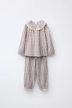 ZARA ПИЖАМА В КЛЕТКУ ВИШИ, ЦАЕТ МАЛЬВЫ