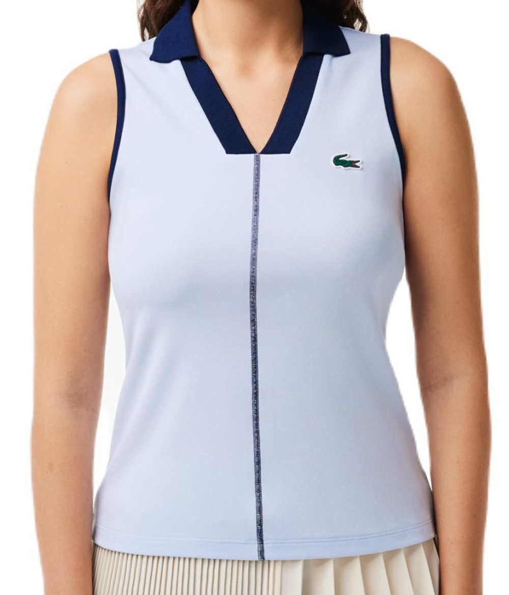 Женский топ теннисный Lacoste Ultra-Dry Tennis Polo - небесный