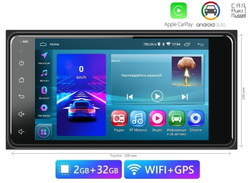 Автомагнитола 7" Android для Toyota 100x200 (2GB / 32GB / CarPlay / AndroidAuto / Wi-Fi / GPS / Bluetooth, USB)