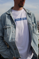 Футболка белая с синим принтом "Judo Buro"