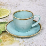 Кофейная пара керамическая «Tiffany Blue» (кружка 80мл+блюдце)