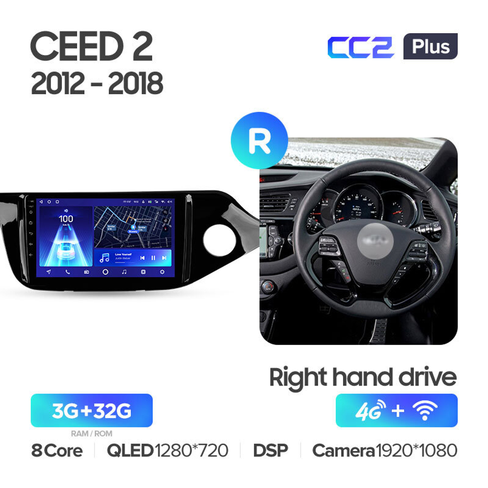 Teyes CC2 Plus 9"для KIA Ceed 2 2012-2018 (прав)
