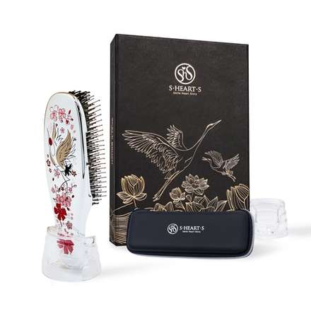 S-HEART-S Подарочный набор с расческой Scalp Brush «CRANE OF BEAUTY» и чехлом