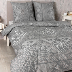 Комплект постельного белья Традиция 2,0 спальный с европростыней, поплин, Узор серый