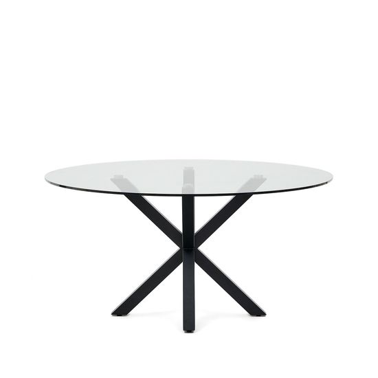 Круглый стеклянный стол Argo на стальных ножках с черной отделкой, Ø 150