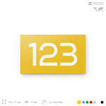 Номер на дверь 123, табличка на дверь для офиса, квартиры, кабинета, аудитории, склада, желтая 120х70 мм, Айдентика Технолоджи