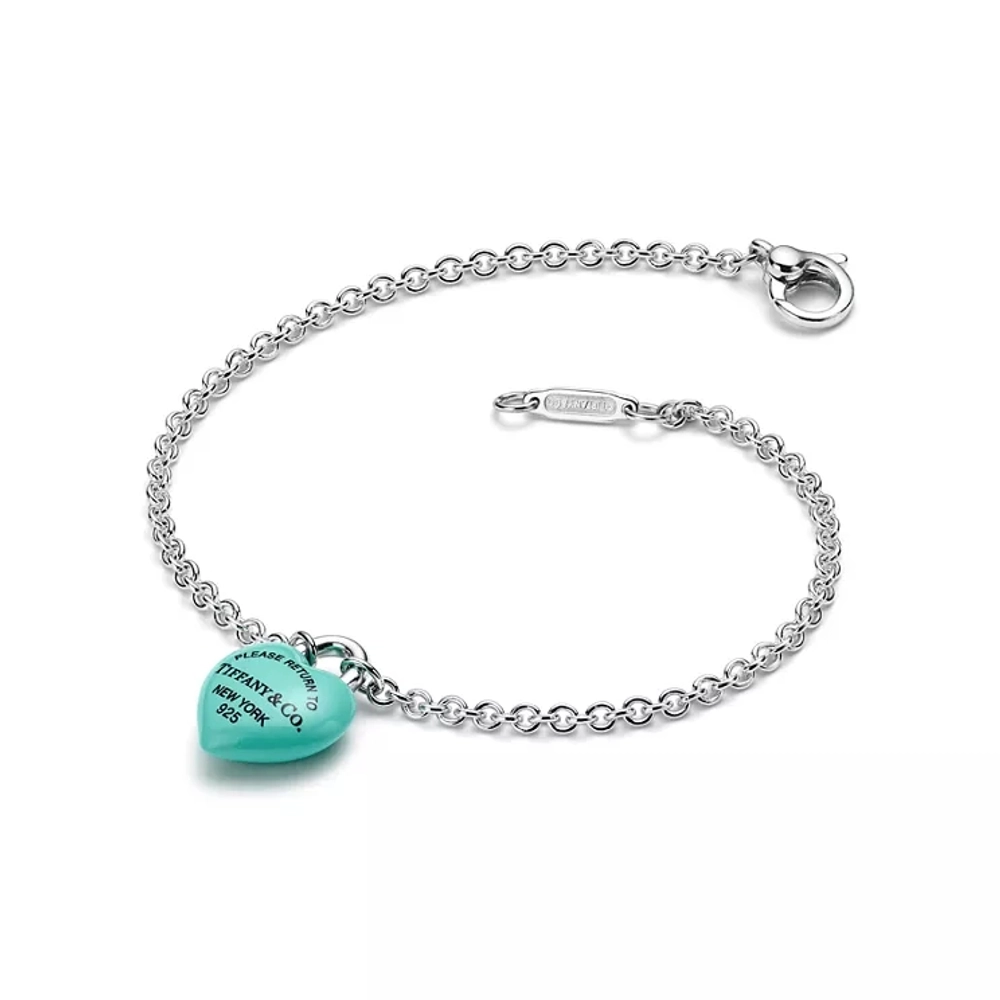 Браслет из серебра с объёмным сердцем покрым эмалью, Tiffany 💠