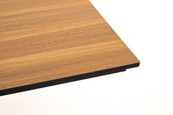 "Каффе" обеденный стол из HPL 140х70см, цвет "дуб", подстолье двойное черное