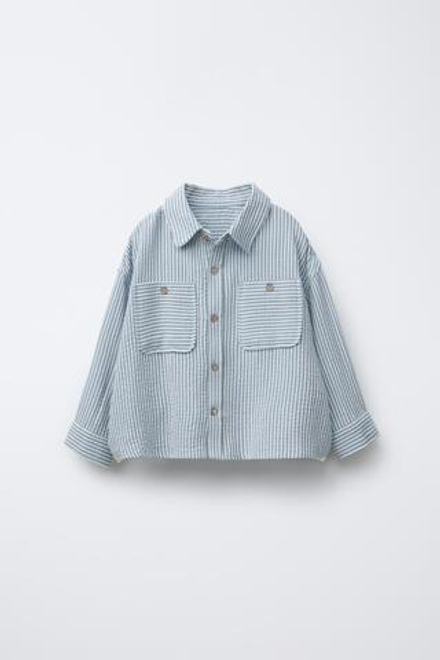 ZARA РУБАШКА В ПОЛОСКУ ИЗ РЕЛЬЕФНОЙ ТКАНИ, ПОЛОСКИ