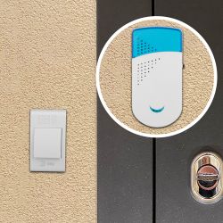 Звонок дверной ЭРА TWIN-R беспроводной два динамика белый с голубым 32 мелодии | Электрозвонки беспроводные