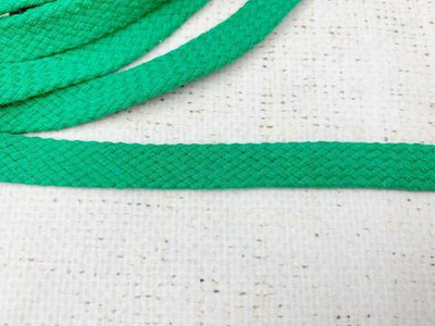 Шнур плоский х/б, ш. 10 мм, турецкое плетение, зелёный