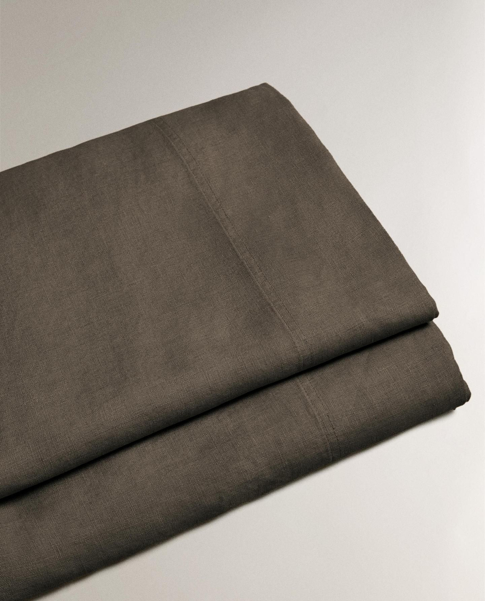 Zara Home - Простыня из постиранного льна (вес 140 гхм2), серо-коричневый, 160x280 см