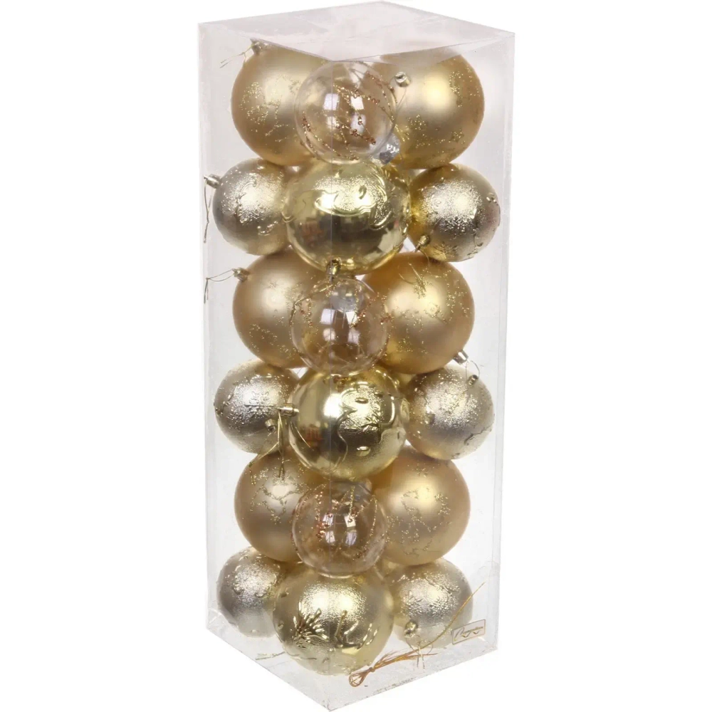 Набор шаров «Wonderful highlights» 8 см + 10 см (24 предмета), Золото