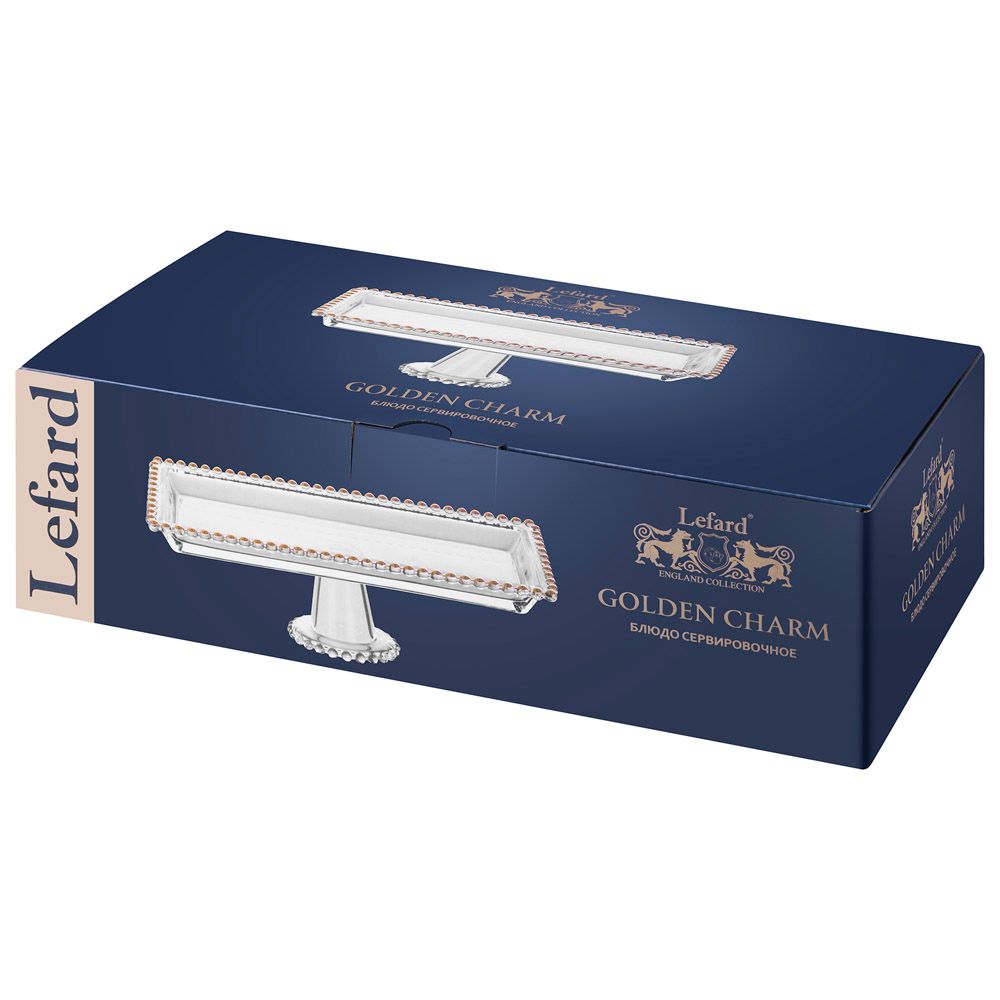 БЛЮДО СЕРВИРОВОЧНОЕ "GOLDEN CHARM" НА НОЖКЕ, 30*13*9,5 СМ