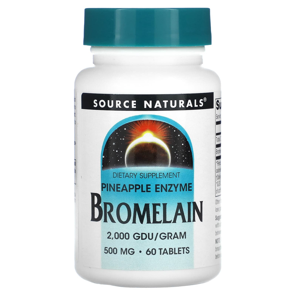 Source Naturals, бромелаин, 2000 GDU/г, 500 мг, 60 таблеток