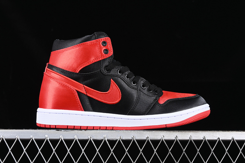 AIR JORDAN 1 HIGH OG SATIN BRED RED BLACK