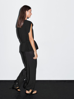 Massimo Dutti Топ из крепа с драпированным вырезом, черный