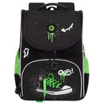 Ранец GRIZZLY анатомическая спинка, с мешком для обуви, для мальчиков, "SNEAKER", черный, 33х25х13 см, RAm-585-8/1