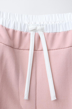 ZARA БРЮКИ С ДВОЙНЫМ ПОЯСОМ, РОЗОВЫЙ