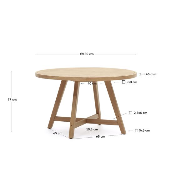 Urgell Круглый уличный стол из массива эвкалипта Ø 130 см Испания La Forma