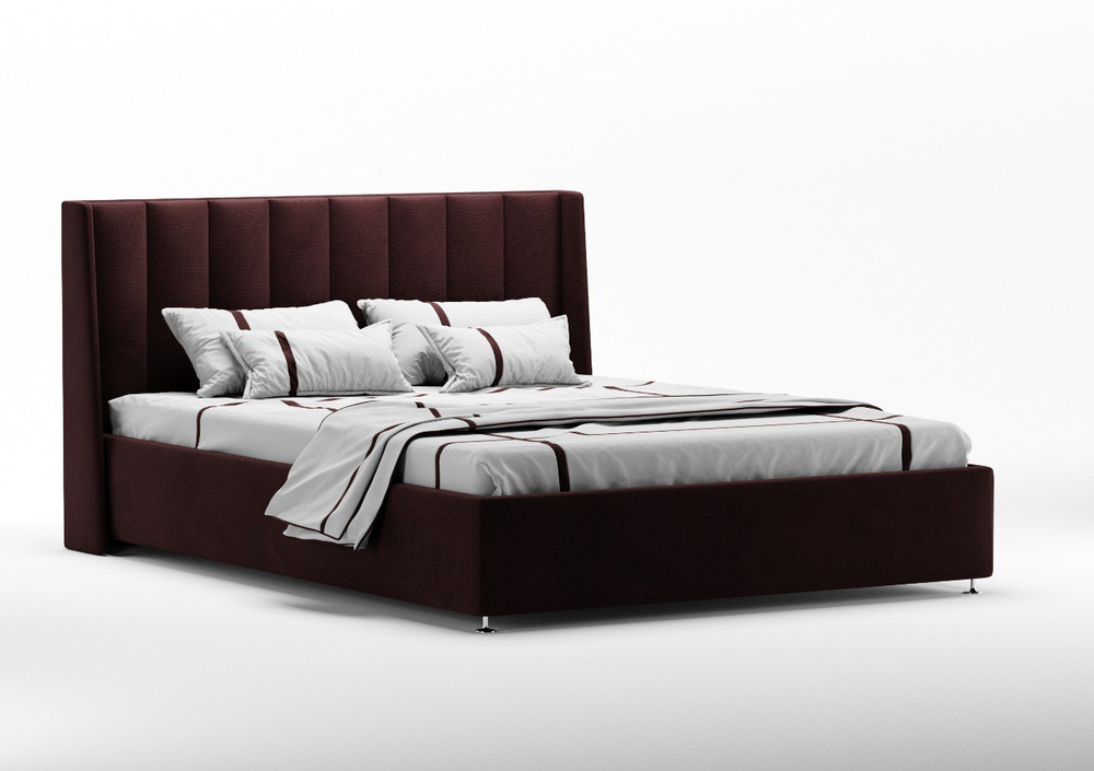 Мягкая двуспальная кровать "Катания" с подъемным механизмом