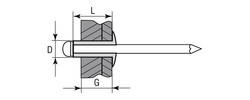 Алюминиевые заклепки Alu (Al5052), 6.4 х 30 мм, 150 шт, KRAFTOOL