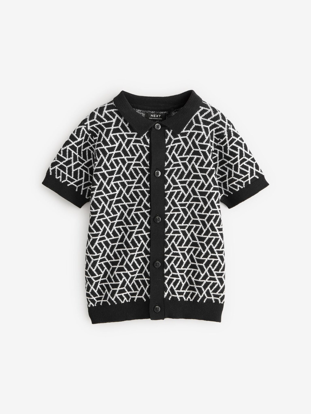 Рубашка с коротким рукавом для мальчика Next B38-662, Черный, Белый