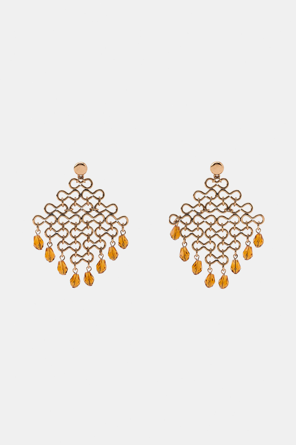 ZARA МЕТАЛЛИЧЕСКИЕ СЕРЬГИ С БУСИНАМИ, ЗОЛОТИСТЫЙ