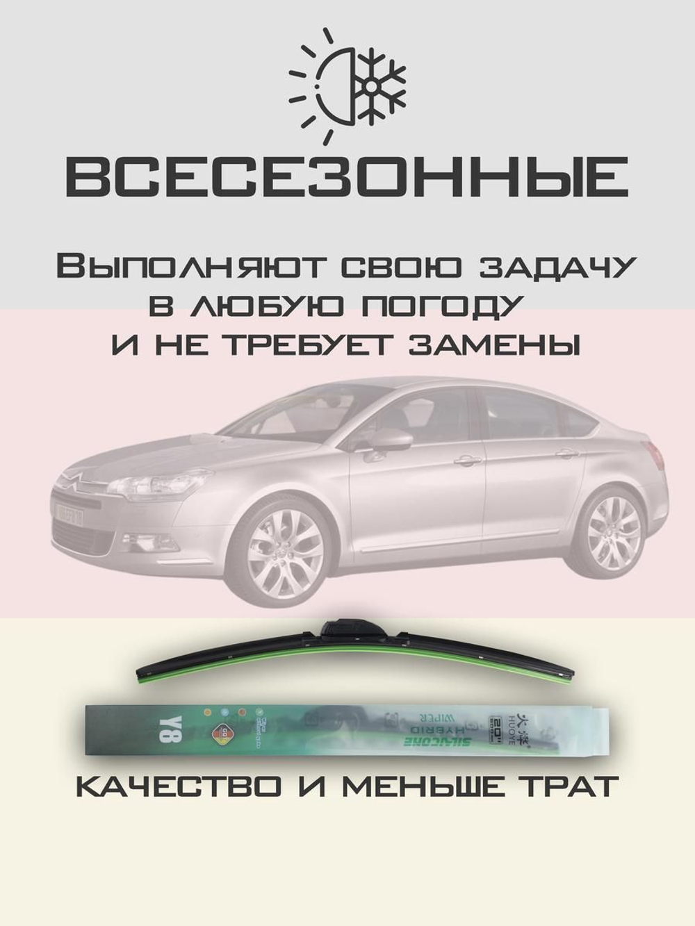 Щетки стеклоочистителя HUOYE Y8 700/550 мм на Citroen C5 | Pinch tab