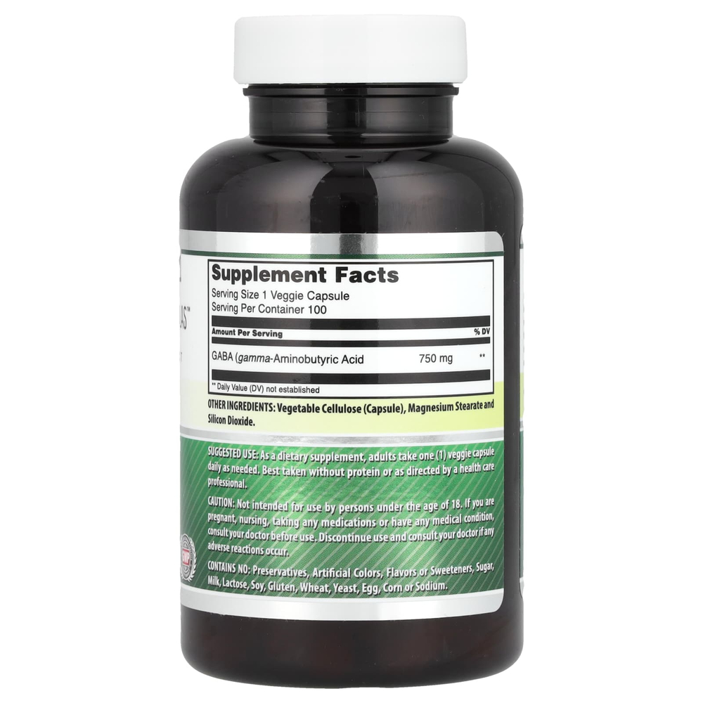 Amazing Nutrition, Габа, 750 мг, 100 вегетарианских капсул