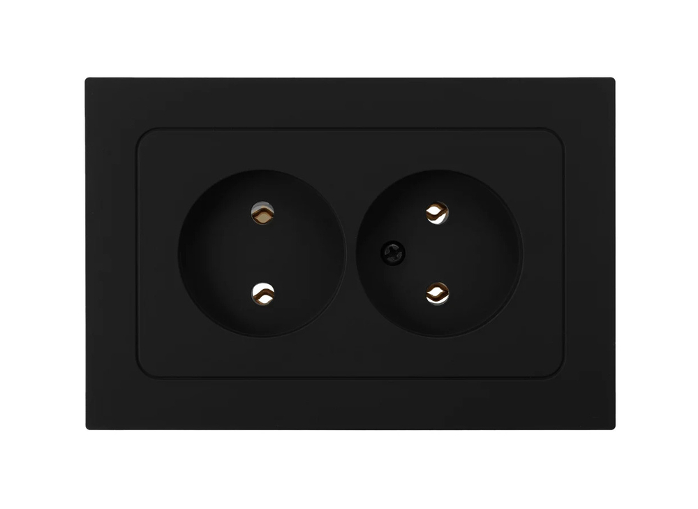 Розетка 2 местная Bylectrica АСТРУМ 16А б/з карбон РС16-0541 IP20