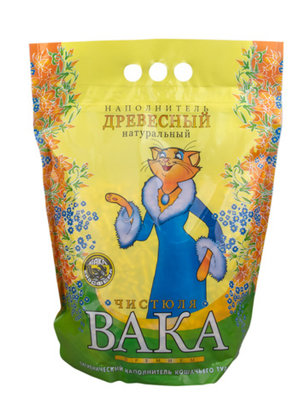 Наполнитель "Чистюля ВАКА" ПРЕМИУМ Древесный для кошек 4л