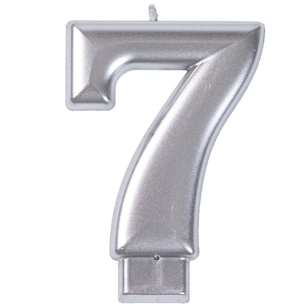 Свечи-цифры Серебряные, 8 см.