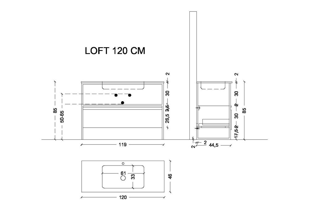 Armadi Art Ящик под консоль LOFT 120 light wood, 1 полка