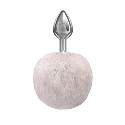 Анальная пробка с хвостом Diamond Twinkle White (Цвет: серебряный с белым)