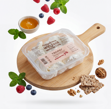 Творог Домашний пластовой 9% 400 гр, КФХ Георгиев