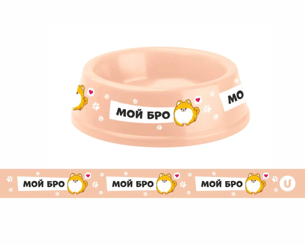 Миска пластиковая «МОЙ БРО!, цвет мятный, 21*6,5см (логотип на миске) 700 мл