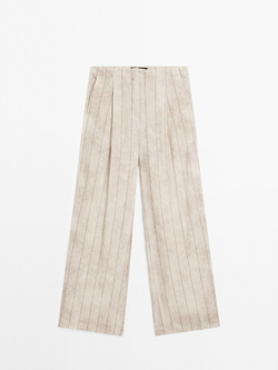 Massimo Dutti Брюки прямого кроя в полоску, дымчатый