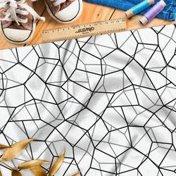 Ткань оксфорд 600 сплошная чёрная клетка на бежевом фоне