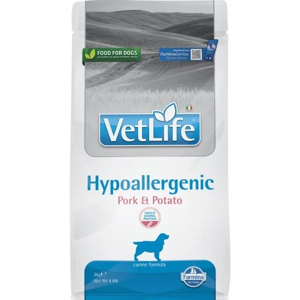 Сухой корм FARMINA Vet Life Dog Hypoallergenic Pork &amp; Potato для взрослых собак при пищевой аллергии, со свининой и картофелем - 2 кг