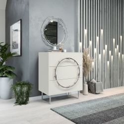 Комод Арт Колор matte Стайл Сильвер с 3 ящиками Белый опал матовый