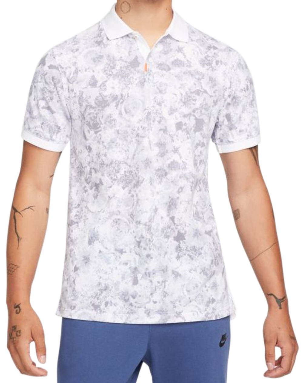 Мужское теннисное поло Nike Dri-Fit Printed Slim Fit Polo - white/white