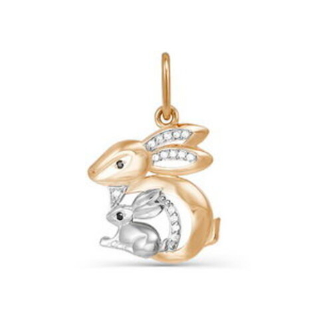Подвеска Зайчики из золота с фианитами