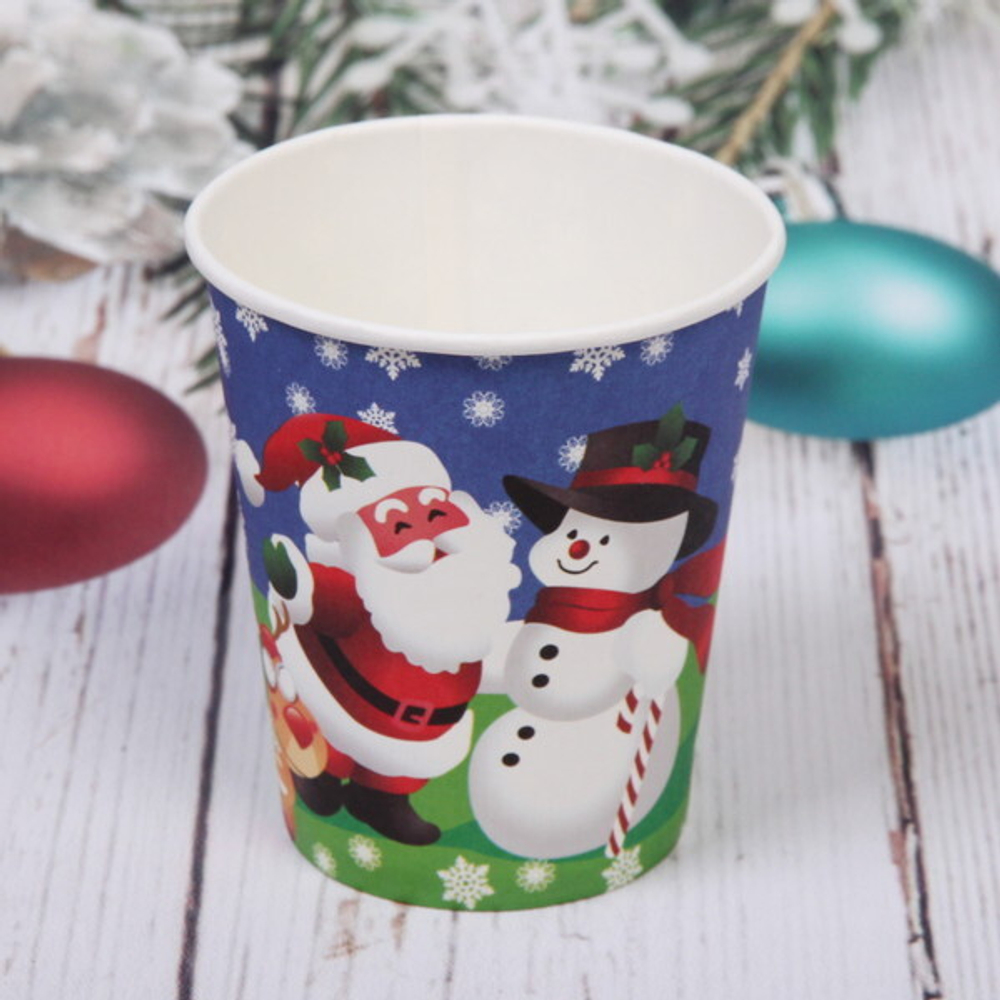 Стакан бумажный 0,2л в наборе 10 шт «Дед Мороз и Снеговик»