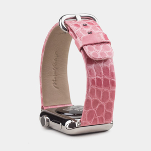 Ремешок для Apple Watch 44/45/46 mm  из кожи аллигатора, цвета бледно-розовый лак