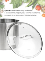 Кастрюля LARA АТЛАНТ 02-904 28,5 л.,индукция, стеклянная крышка