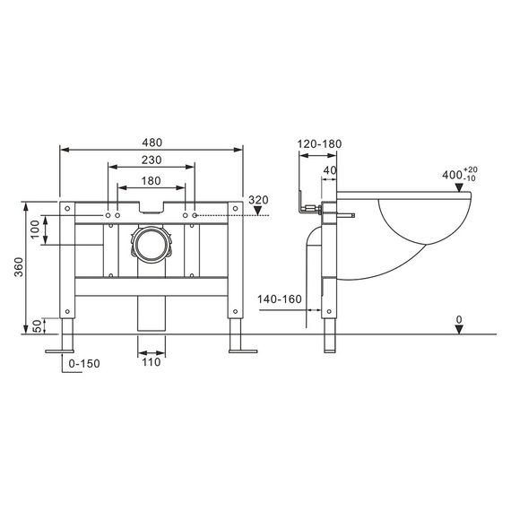 Комплект ABBER подвесной унитаз Rechteck AC1202P белый с импульсным смывом с инсталляцией AC0101P